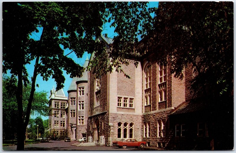VINTAGE POSTCARD 1960s CLASSIC CAR STREET SCENE AT VALLEYFIELD QUEBEC CANADA