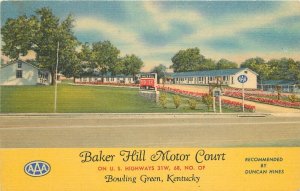 Postcard 1952 Kentucky Bowling Green Baker Hill Motor Court Teich 22-12566