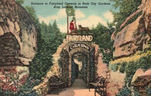 Vintage Postcard 1930's Entrance Fairyland Caverns Rock City Gardens Tennessee