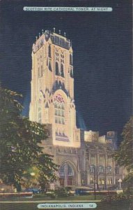 Indiana Indianapolis Scottish Rite Cathedral Tower At Night 1938