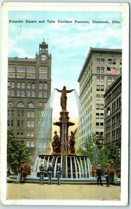 Postcard - Fountain Square & Tyler Davidson Fountain, Cincinnati, Ohio