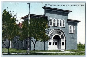 1908 Opera House Building Door Entrance View Battle Creek Iowa Antique Postcard