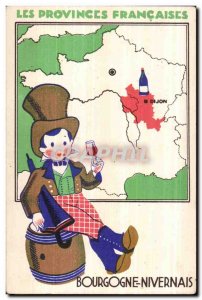 postcard size sheet Burgundy and Dijon Nivernais