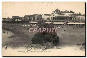 Biarritz - the Municipal Casino and the Beach - Old Postcard