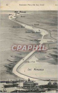 Old Postcard Panoramic Map of the Suez Canal Lake Menzala Timsak Faied Port S...