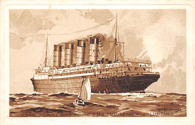 RMS Lusitania & Maurentania Oceanliner Ship Cunard Line Ship Steamer Unused 