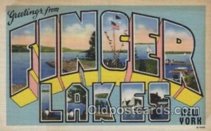 Finger lakes, New York, USA Large Letter Towns Unused yellowing on front and ...