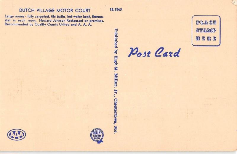 New Castle Delaware views of Dutch Village Motor Court linen antique pc (Z10761)