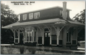 PEACE DALE RI RAILROAD DEPOT RAILWAY STATION VINTAGE REAL PHOTO POSTCARD RPPC