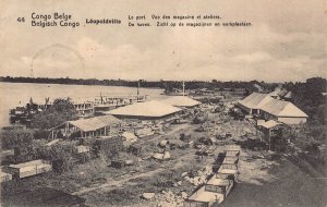 Belgian Congo 1920 Kinshasa Leopoldville Port Shops and Workshops postcard B983