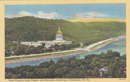 West Virginia Charleston West Virginia State Capitol And Kanawha Boulevard Ar...