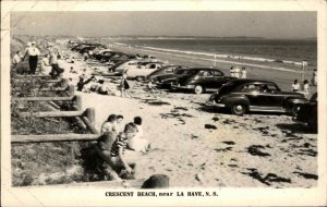 La Have Nova Scotia NS Crescent Beach Classic Cars Kids Vintage RPPC Postcard