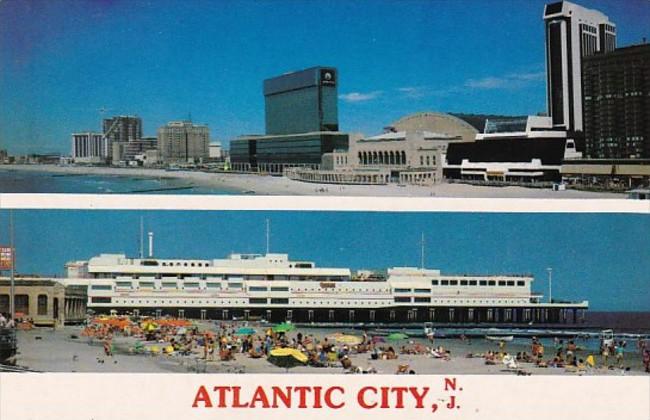 New Jersey Atlantic City Bathing Beach & Ocean One Pier Shopping Mall