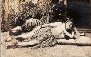 Portrait of Hula Woman Hawaii HI Hawaiian c1917 JJ Williams RPPC Postcard H11