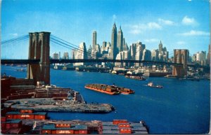 New York City Skyline and Brooklyn Bridge 1980