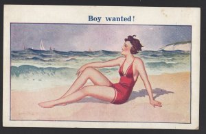 Humour Comic - Boy Wanted! Lady on a Beach Pub by Vacation Comic ~ DB