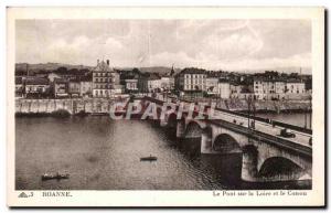 Old Postcard Roanne Bridge over the Loire and Coteau