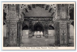 c1910s Throne Room Diwan Khas Peacock Throne Delhi India, Interior View Postcard