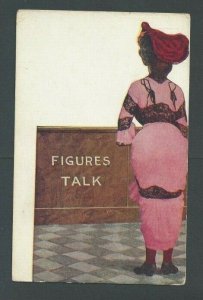 Ca 1909 Post Card Humor A Womans Figure Talk