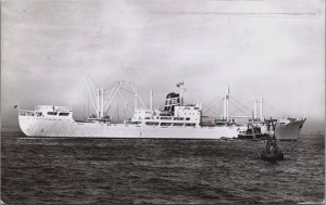 The English M.V. Clarkforth Arrival New York Harbor Ship Vintage RPPC C188