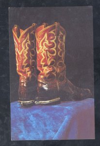 WOODVILLE TEXAS SPUR JACK COWBOY BOOTS VINTAGE ADVERTISING POSTCARD