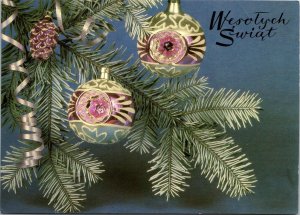 VINTAGE CONTINENTAL SIZE POSTCARD CHRISTMAS GREETINGS WESOTYCH SWIAT POLAND