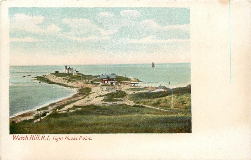 1901-1907 Postcard, Watch Hill, RI, Light House Point, Newport County, Unposted