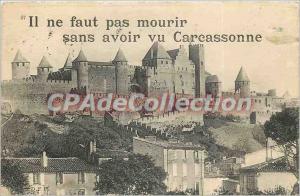 Old Postcard Do not die without had seen Carcassonne
