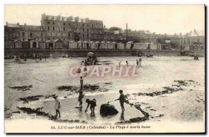 Old Postcard Luke on the beach at low tide sea