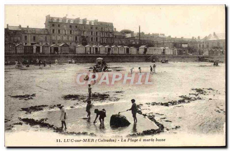 Old Postcard Luke on the beach at low tide sea