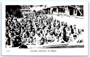 RPPC NAGO, OKINAWA Japan~ WWII Era CHURCH SERVICES Military Photo 1940s Postcard