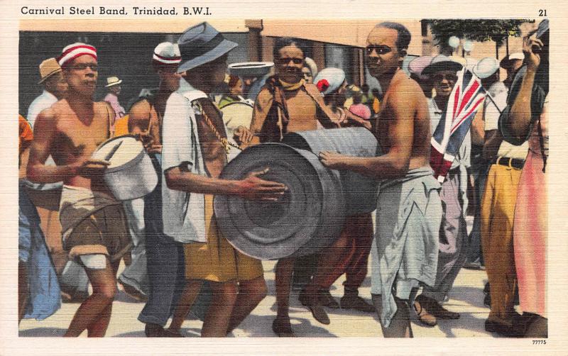 Carnival Steel Band, Trinidad, British West Indies, Early Postcard, Unused