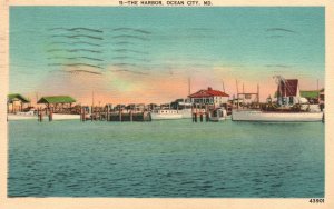 Vintage Postcard 1943 View of The Harbor Ocean City Maryland MD