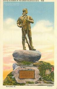 VT, Rutland, Vermont, Statue in Honor of The Green Mountain Boys, Curteich