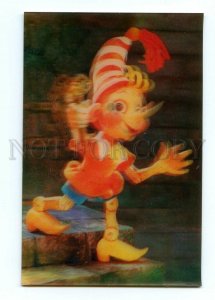 498270 USSR 1988 year Kostrina cartoon Pinocchio lenticular 3D Pocket CALENDAR