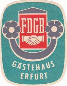 GERMANY ERFURT GAESTEHAUS ERFURT VINTAGE LUGGAGE LABEL