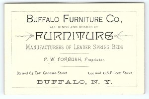 c1880 BUFFALO NY BUFFALO FURNITURE CO P.W. FORBUSH VICTORIAN TRADE CARD P109