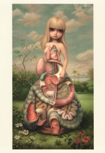 Female Human Anatomy Guts as Dress Surrealism Painting 8x6 Postcard