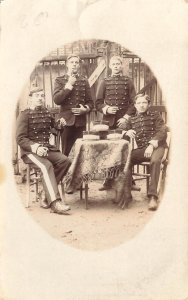 1907 French Soldiers Relaxing, Real Photo Postcard