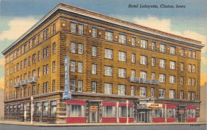 Clinton, IA Iowa  HOTEL LAFAYETTE & Ruby Room  ca1940's Curteich Linen Postcard