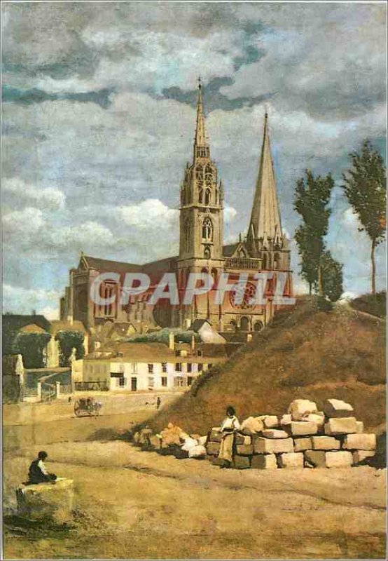 Modern Postcard The Cathedral of Chartres Camille Corot