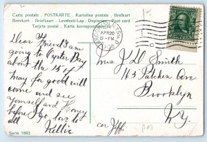 1908 Easter Greetings Children Hatched Egg Chick Brooklyn NY Antique Postcard