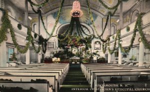 Vintage Postcard 1910's Interior St. John's Episcopal Church Portsmouth N.H.