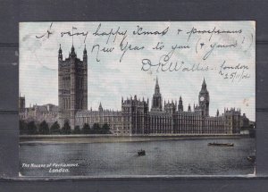 GREAT BRITAIN, LONDON, HOUSES OF PARLIAMENT, 1904 ppc. London to Australia.