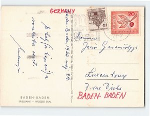 Postcard Wisser Saal, Spielbank, Baden-Baden, Germany