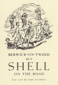 Berwick On Tweed Northumberland Shell Petrol Comic Postcard