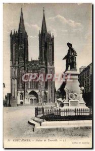Old Postcard Statue of Tourville Coutances