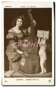 Old Postcard Musee Du Louvre Sainte Cecile Zampieri Angel Cello