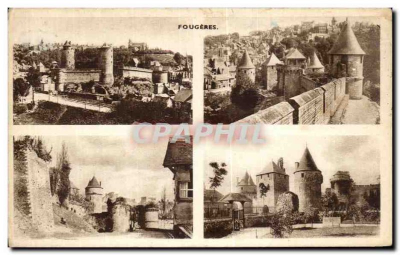 Old Postcard The castle Fougeres