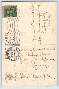 Christmas Ringing Bells Berries Ellen Clapsaddle Signed Lawrence MA Postcard